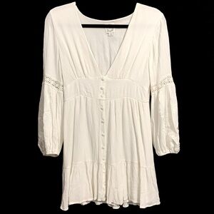 Blue Rain Peasant Style Embroidered Sleeves Tunic